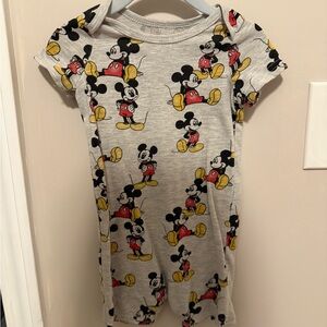 Disney Baby Gray Romper with Mickey Mouse